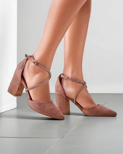 Royalfashion Dámske eco semišové lodičky s viazaniami Eurole