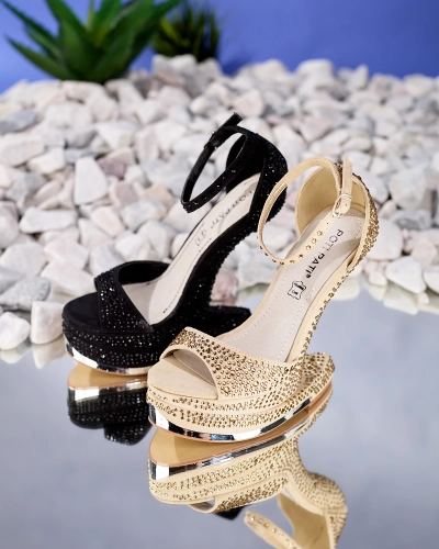 Zlaté dámske lodičky so zirkónmi Elenki - Obuv