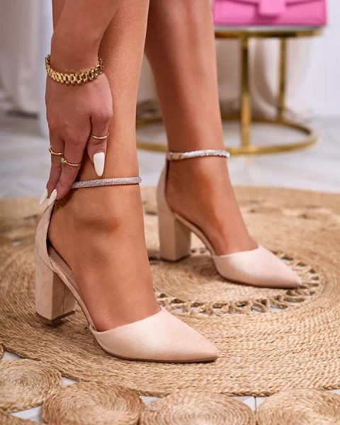 Royalfashion Béžové dámske lodičky so zirkónmi Britica