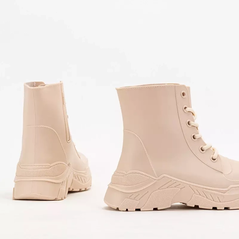 OUTLET Krémové dámske čižmy a'la gumáky Aiax - Obuv