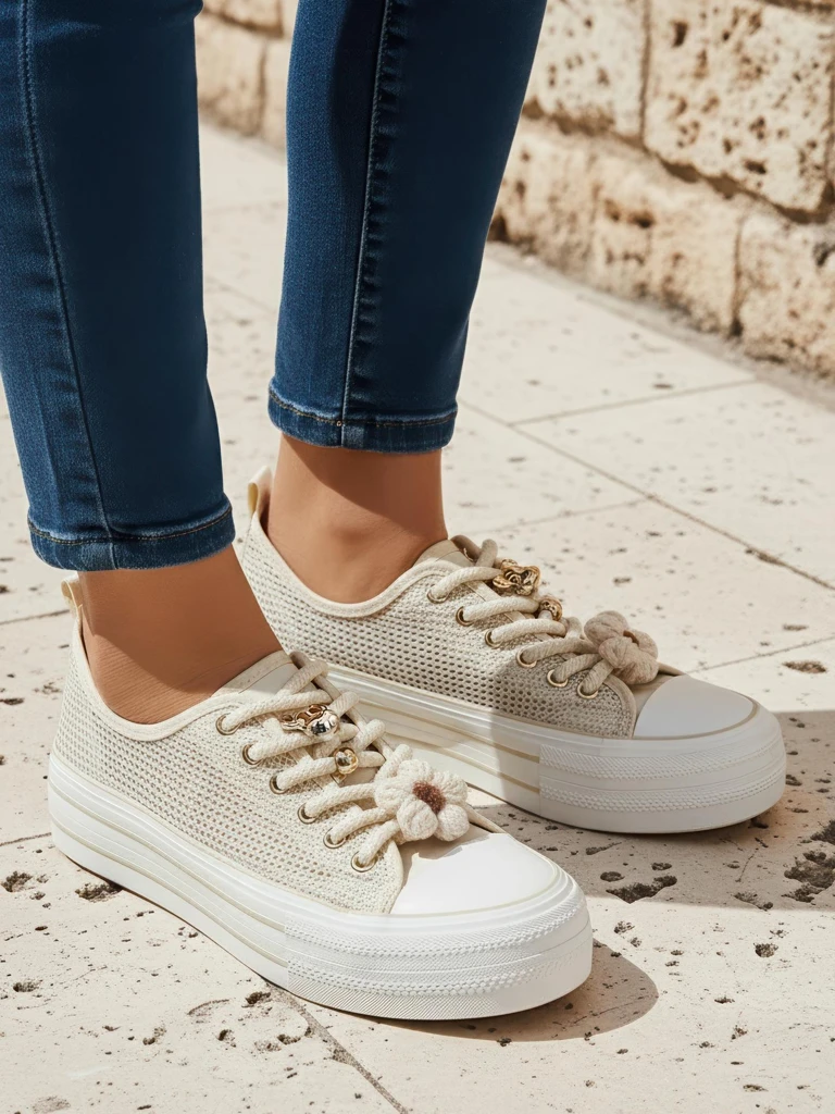 Royalfashion Dámske perforované sneakers s ozdobami Osdo