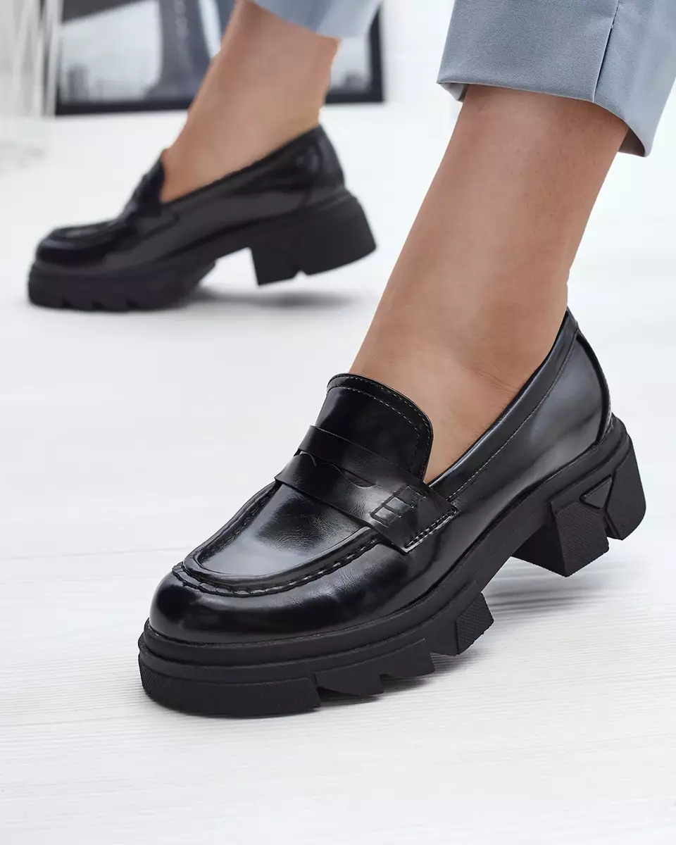 Čierne dámske mokasíny z ekokože Sepop- Footwear