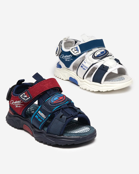 Chlapčenské sandále bielej a tmavomodrej farby so suchým zipsom Roser-Footwear