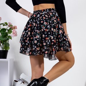 Čierna krátka kvetinová sukňa - Oblečenie