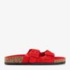 Dámské červené pantofle s přezkami Recasa - Obuv