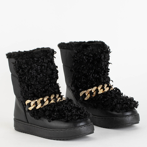 Dámske čierne snehule s ozdobným zvrškom Port-Shoes