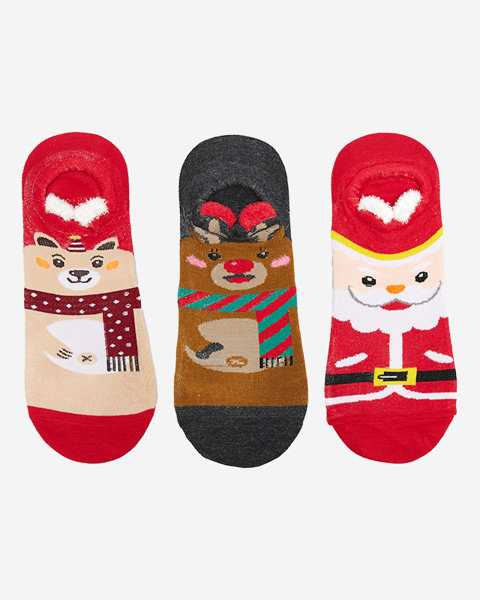 Dámske farebné ponožky s vianočnou potlačou 3/balenie - Spodné prádlo