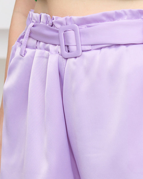 Dámske fialové saténové šortky - Oblečenie