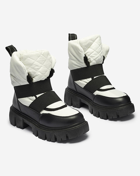 Dámske snehové topánky na plochej podrážke v čierno-bielej farbe Ferory- Obuv