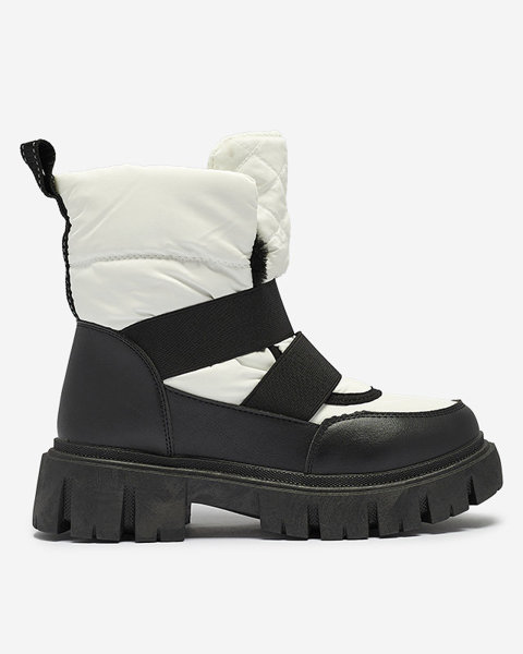 Dámske snehové topánky na plochej podrážke v čierno-bielej farbe Ferory- Obuv