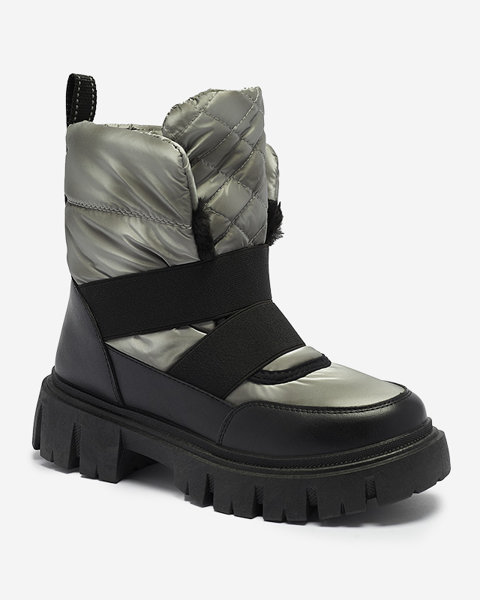 Dámske snehové topánky na plochej podrážke v čierno-šedej farbe Ferory- Obuv