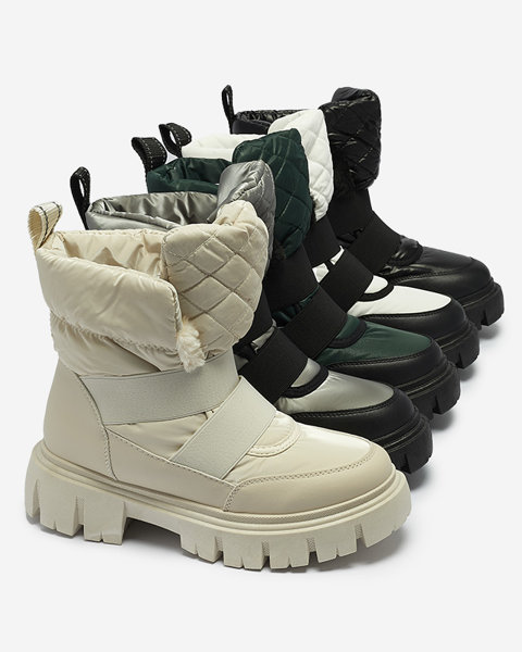 Dámske snehové topánky na plochej podrážke v čierno-zelenej farbe Ferory- Obuv