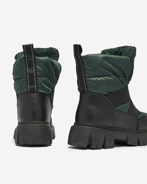 Dámske snehové topánky na plochej podrážke v čierno-zelenej farbe Ferory- Obuv
