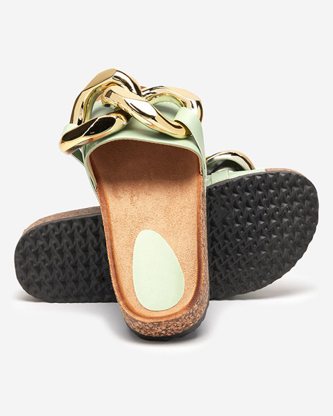 Dámske zelené papuče so zdobením u Fixci- Footwear