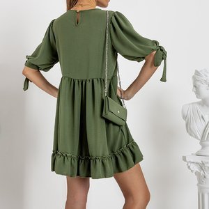 Dámske zelené šaty s kabelkou - Oblečenie