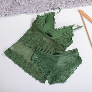Dámske zelené spodné prádlo s čipkou - Spodná bielizeň