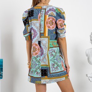 Farebné dámske šaty s potlačou po kolená - Oblečenie