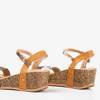 Hnědé dámské sandály na klínu s motivem zvířete Arifina - Obuv 1