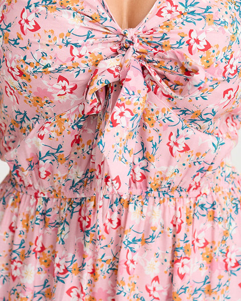 Kvetinové maxi šaty s ružovými ramienkami pre ženy- Oblečenie