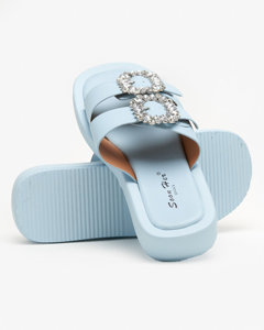 Modré dámske papuče s kryštálmi Azazel - Obuv