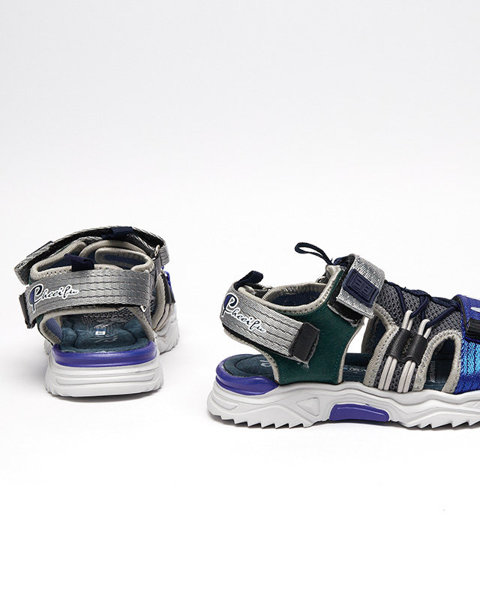 Námornícke modré a sivé detské sandále so suchým zipsom Meteris - Obuv