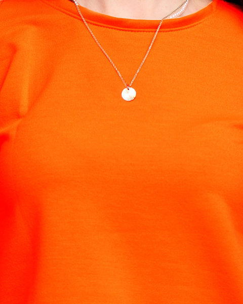 Neónová oranžová dámska bavlnená športová mikina - oblečenie