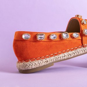 Oranžové dámske espadrilky s kryštálmi Wamba - Obuv