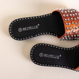 Oranžové dámske papuče s cvočkami a tryskami Maurella - Obuv