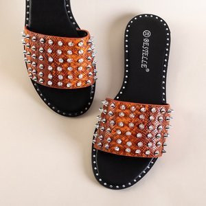 Oranžové dámske papuče s cvočkami a tryskami Maurella - Obuv