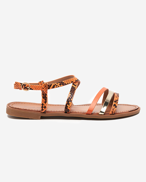Oranžové dámske sandále a'la hadia koža Elione - Obuv