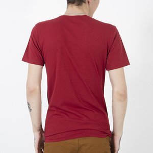Pánske červené bavlnené tričko s potlačou - Oblečenie