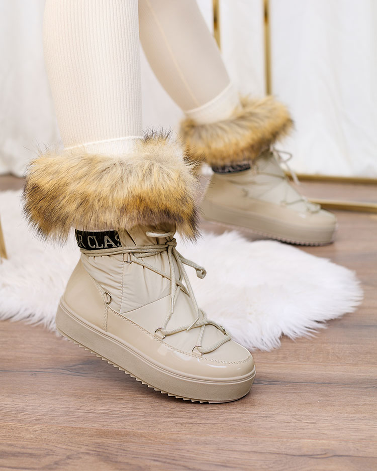 Royalfashion Béžové slip-on čižmy a'la snow boots for women Gomllo