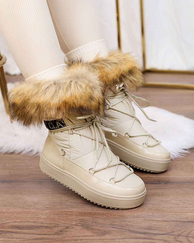 Royalfashion Béžové slip-on čižmy a'la snow boots for women Gomllo