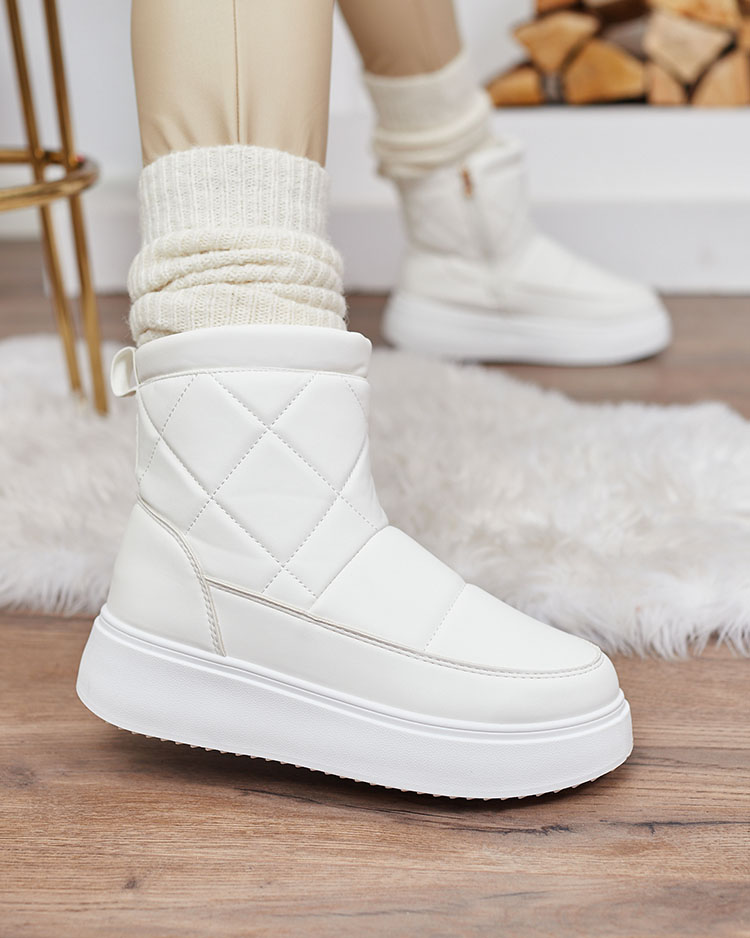 Royalfashion Biele dámske čižmy a'la snow boots Kacecica