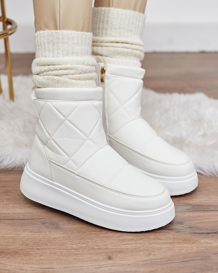 Royalfashion Biele dámske čižmy a'la snow boots Kacecica