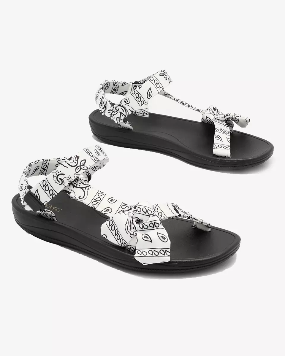 Royalfashion Bielo-čierne dámske sandále s mašľou Oyall
