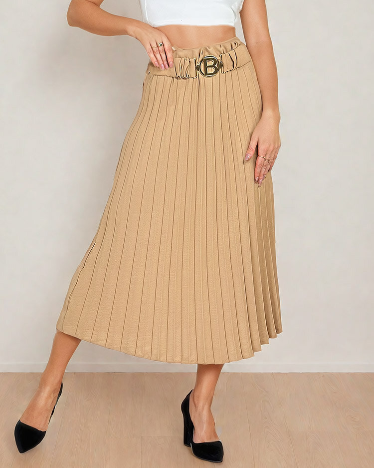 Royalfashion Dámska plisovaná midi sukňa s opaskom