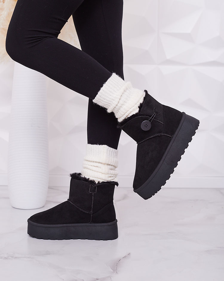 Royalfashion Dámske čižmy a'la snow boots v čiernej farbe Goroggo