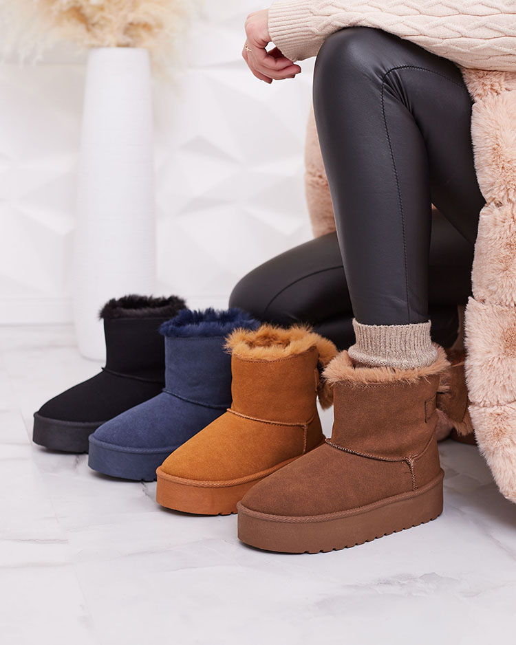 Royalfashion Dámske čižmy a'la snow boots v hnedej farbe Goroggo