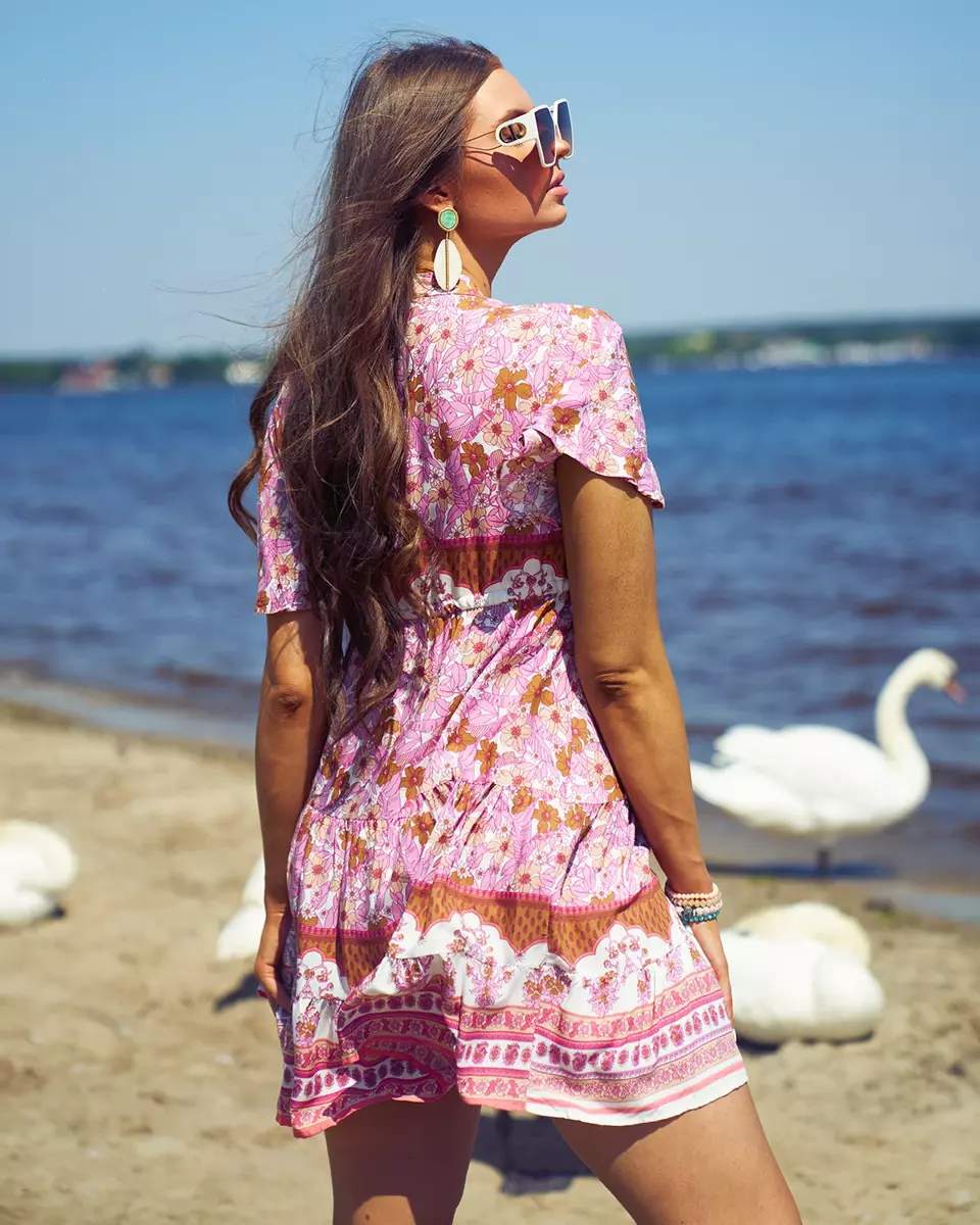 Royalfashion Letné ružové dámske krátke šaty