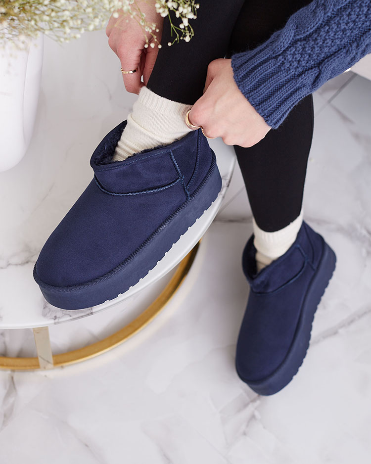 Royalfashion Navy blue krátke dámske čižmy a'la snow boots Teritsi