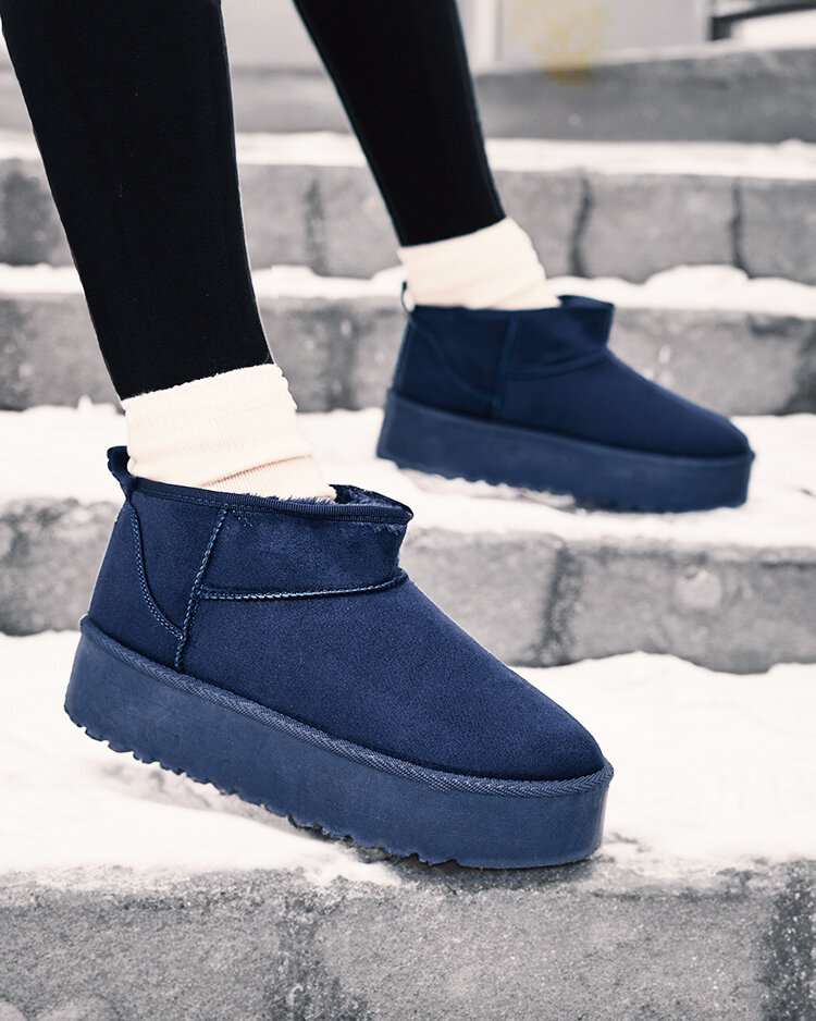 Royalfashion Navy blue krátke dámske čižmy a'la snow boots Teritsi