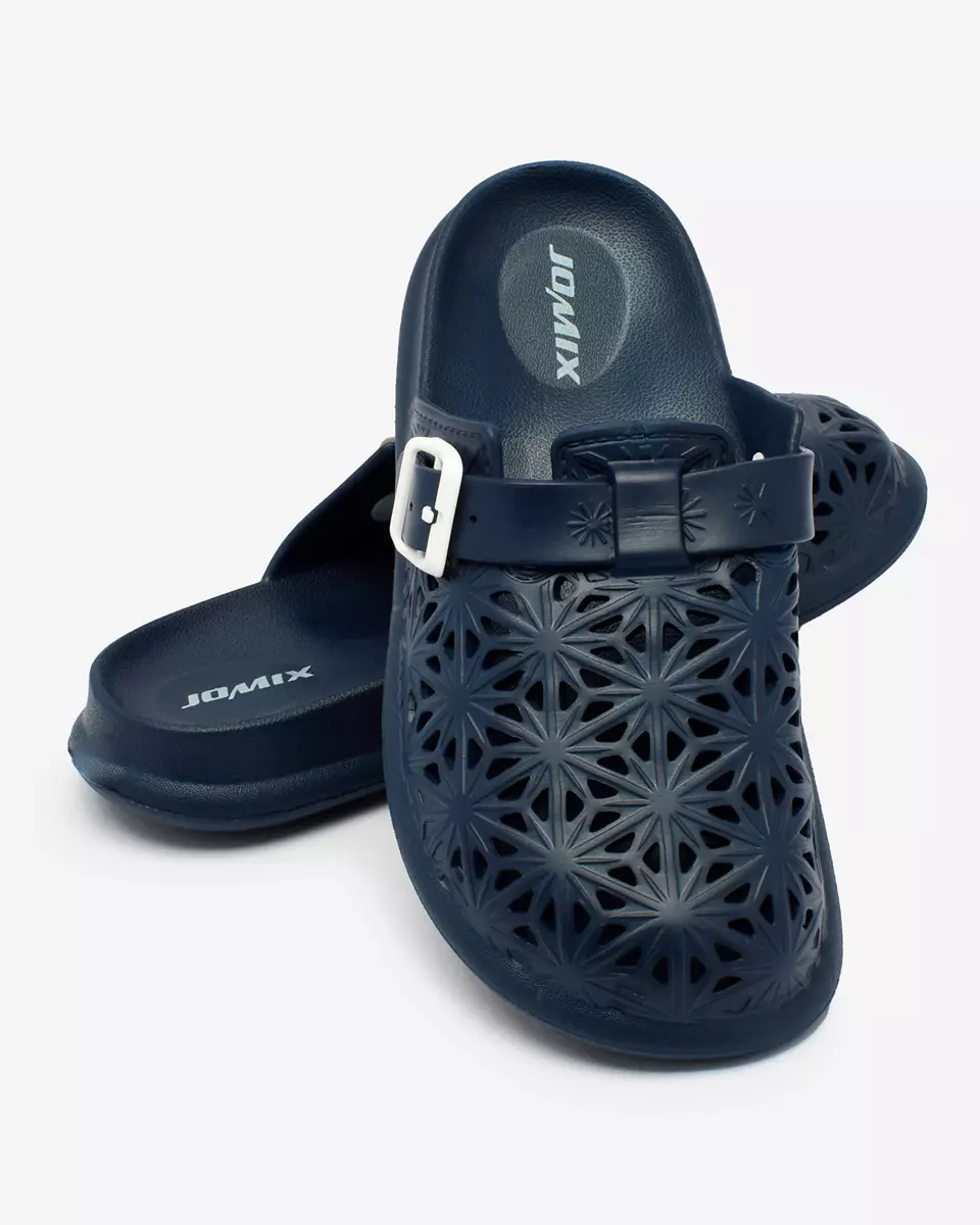 Royalfashion Navy blue openwork dámske šľapky Fuslli