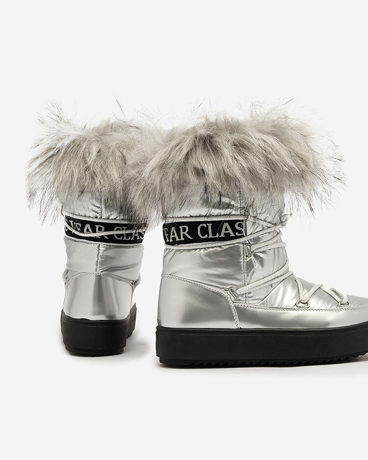 Royalfashion Silver slip-on boots a'la snow boots for women Efilayla