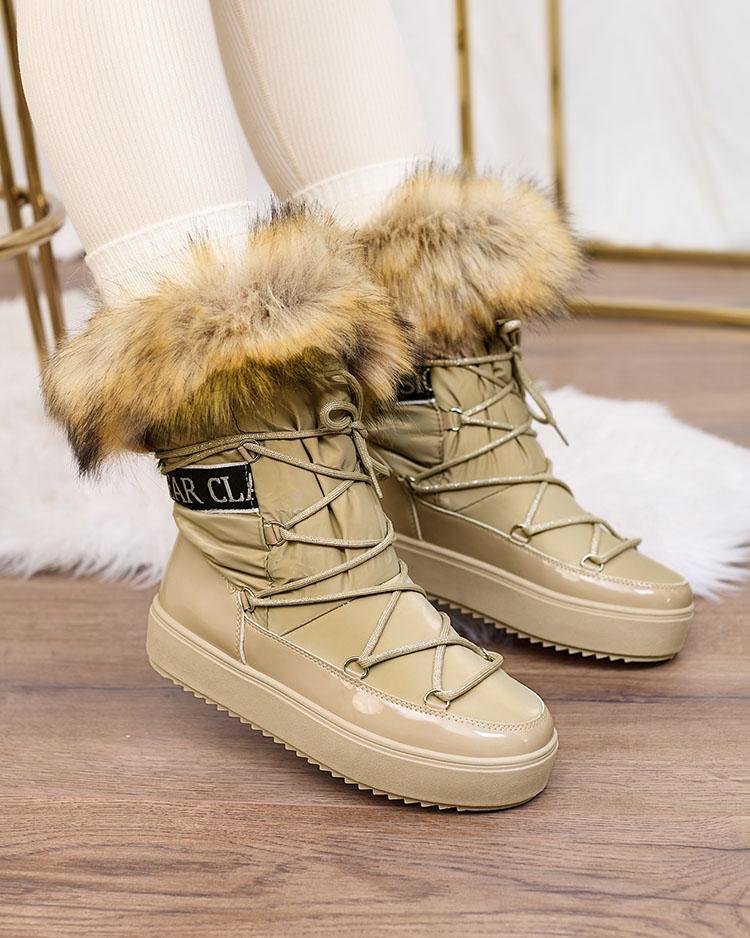 Royalfashion Svetlohnedé slip-on čižmy a'la snow boots for women Gomllo