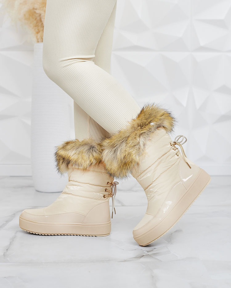 Royalfashion Svetlohnedé slip-on čižmy a'la snow boots for women Gomllo