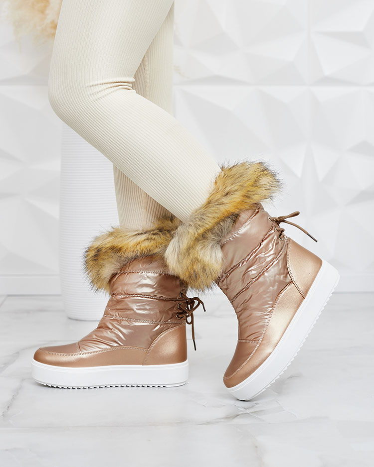 Royalfashion Svetlohnedé slip-on čižmy a'la snow boots for women Gomllo