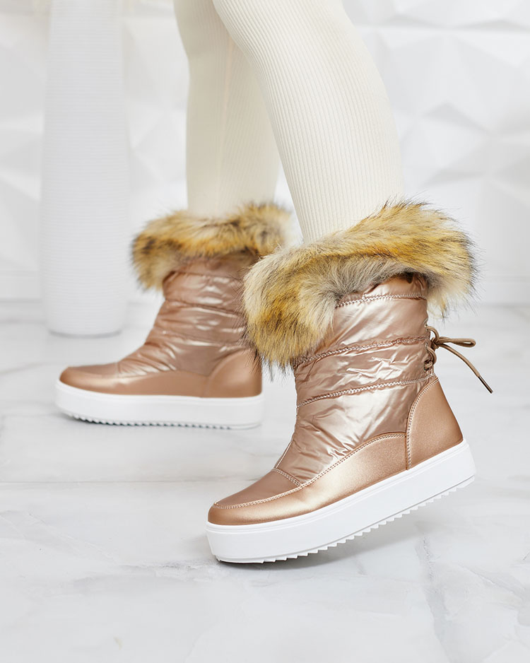 Royalfashion Svetlohnedé slip-on čižmy a'la snow boots for women Gomllo