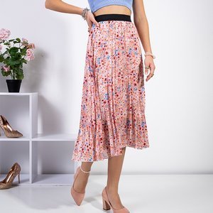 Ružová dlhá kvetovaná skladaná sukňa - Oblečenie