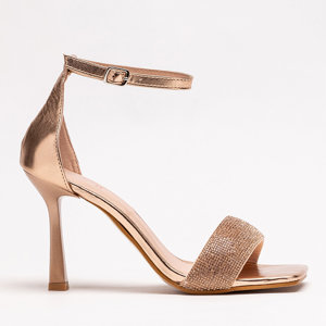 Ružovo zlaté dámske sandále na vysokom podpätku Enedi - Obuv